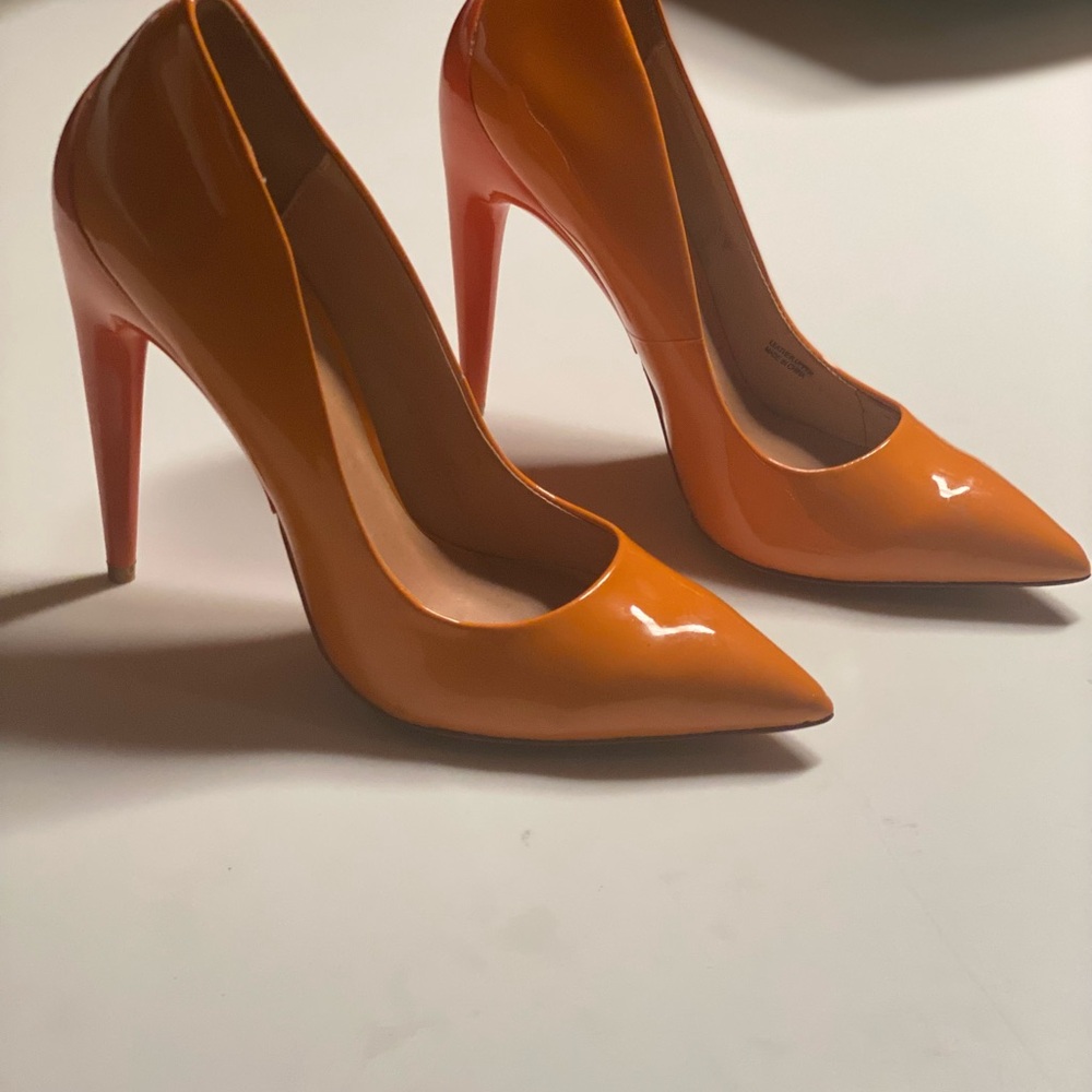 L.A.M.B. Vibrant Orange Patent Heels